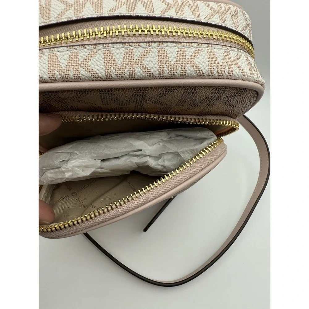 Michael‎ Kors Jet Set Travel Crossbody Women NS Rose Gold Multi Chain Monogram